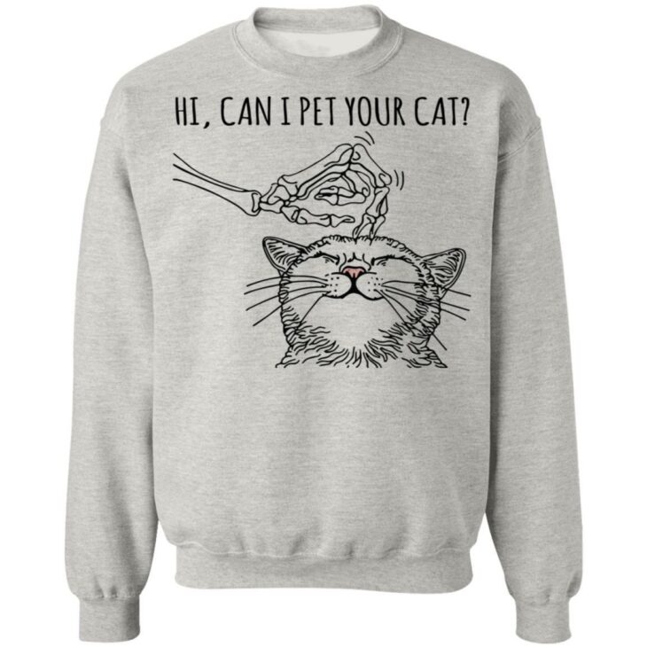 Skeleton hi can i pet your cat shirt 7