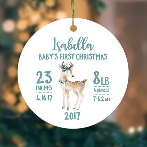 New baby ornament baby first christmas personalized gift girl deer from $11. 75 - thetrendytee