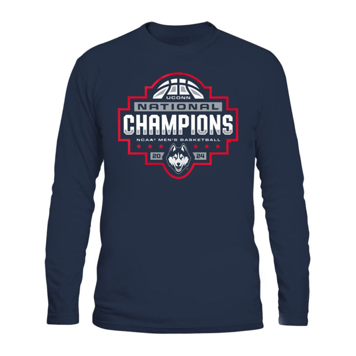 2024 uconn national championship long sleeve navy