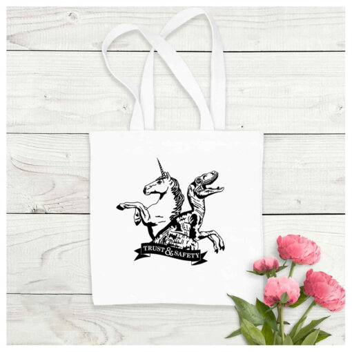 Unicorn dinosaur trust and safety tote bag